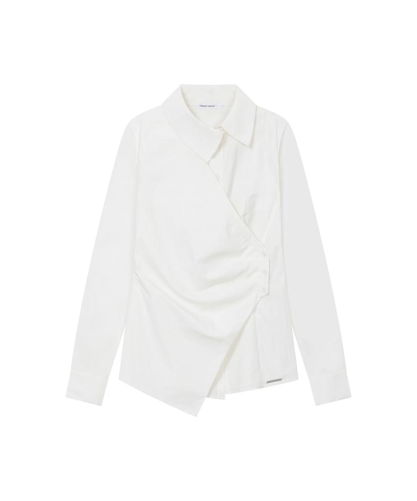MISEKI SEOUL Wrap Pleats Button Shirt White