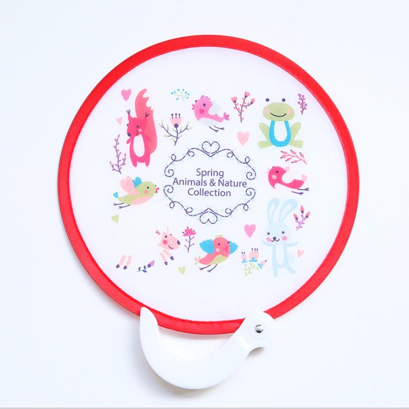 Portable Cartoon Folding Fan for Kids - Mini Travel Round Fan for Summer