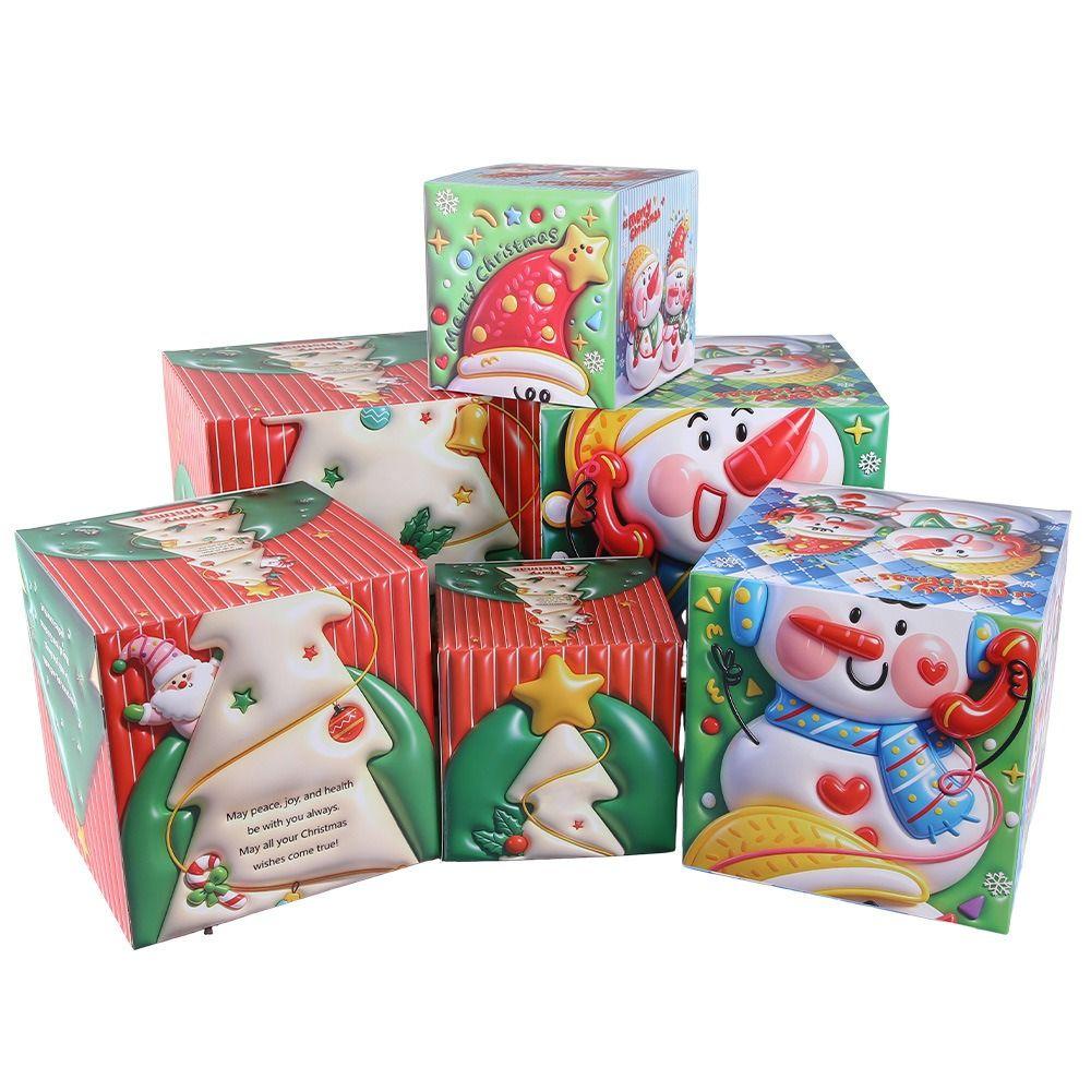 3PCS Santa Claus Holiday Gift Packages Box Multicolor Candy Gift Boxes Shopwindow Ornament