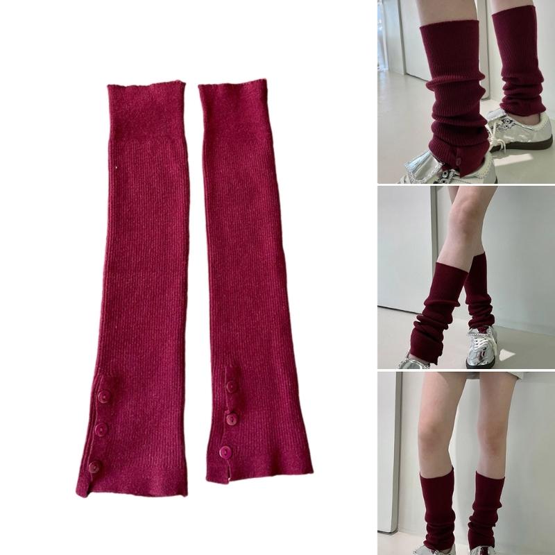 Womens Girls Lovely Leg Warmers Winter Knitted Leg Sleeves Goth Crochet Baggy Cuffs Ankle Heap Socks Tigh Highs Socks