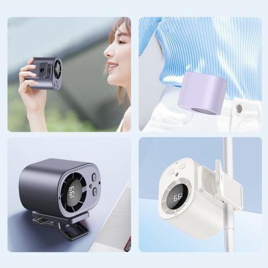 Quiet Fan with Clip-on 199 Speeds Digital Display Adjustable Neck Belt Cooling Fan