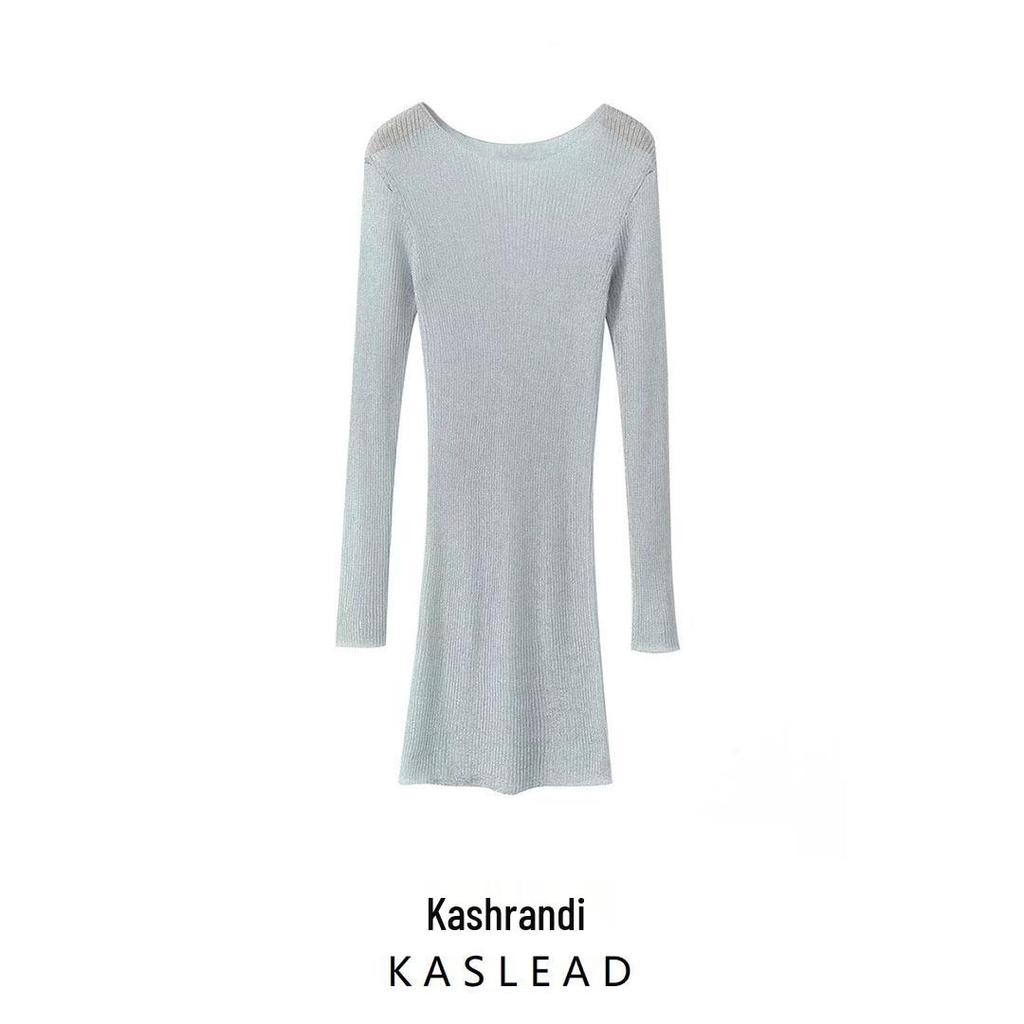 2024 Winter Women's European-American Style Slim Metallic Dress