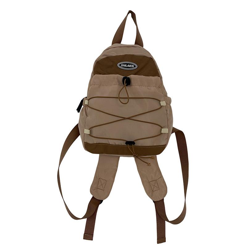 Schoolbag Japanese small schoolbag women's 1011 new ins wind cute drawstring contrasting color leisure bag travel light backpack women