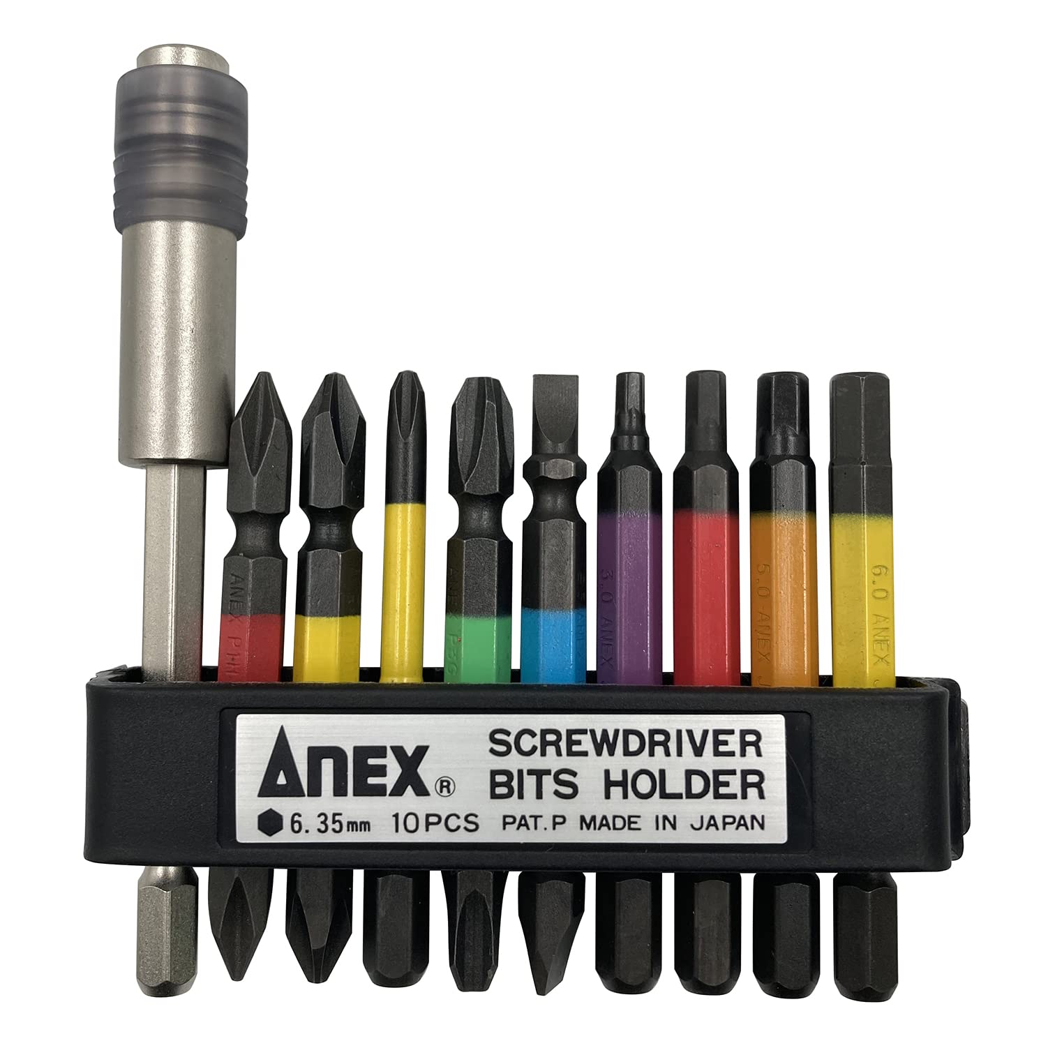 

ANEX Color Bit Extension Set with Holder, 9-Piece Holder, ACMH9-E