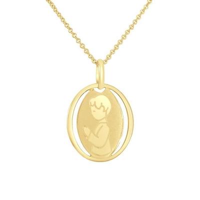 Children's Pendant - LÉA &; ARTHUR - BOY Motif - 375 Yellow Gold - Dimensions 20x14mm - Hypoallergenic Jewelry