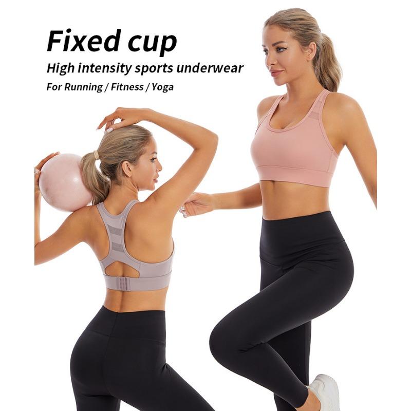 Women Wireless Vest Style High Support Breathable Sports Bra For Fitness Yoga