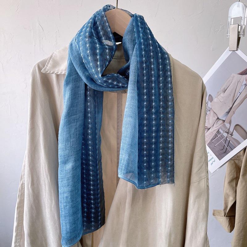 

Линии цветного кружева хлопок лен тонкий шарф для женщин зимой шаль весна и осень модный шарф шелковый шарф однотонный газовый шарф 140*40cm