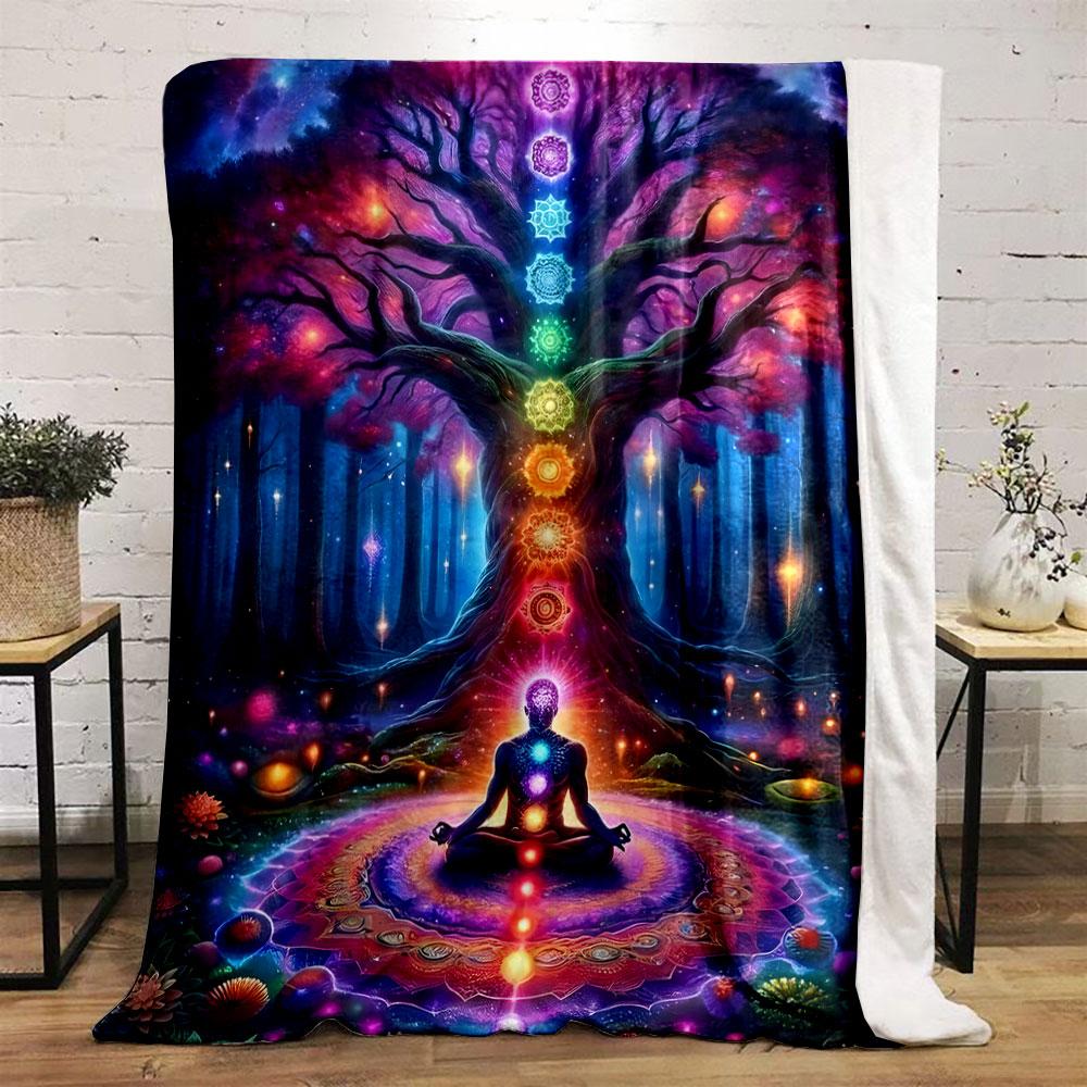 Chakra Meditation Tree Blanket bedroom Blanket for Livingroom Couch lunch break Soft throw for Friend's festival Gift