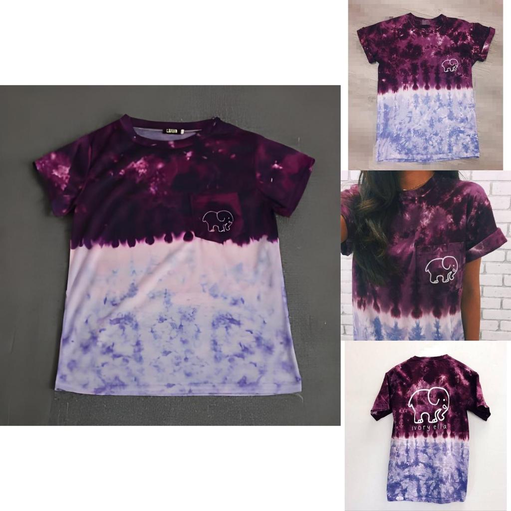 Elephant Print T Shirt For Women With Polyester Fabric Summer Casual Short Sleeve Top For Teen Girls