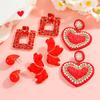 Valentine's Day love handmade rice bead earrings petals geometric enamel stud earrings personalized fashion diamond earrings