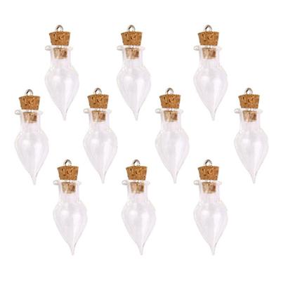 10 stuks druppelvormige glazen flessen met kurken dop DIY-hangers wensflessen potten