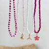 PuRui Boho 4Pcs/Set Exotic Style Mini Flower Scallop Pendant Metal Necklace Summer Handmade Beads Clavicle Chain Ethnic Zircon