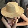 7cm Široký Okraj Slaměný Klobouk Pro Ženy Muže Elegantní Jednoduchý Letní Plochý Vršek Výletní Sluneční Klobouk Stín Plážová Čepice Dovolená Ochrana proti UV Panama