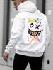 Fröhliches Wort Lustige Persönlichkeit Buntes Muster Kapuzenpullover Herren Tasche Comics Pullover Herbst Weich Streetwear Mode Hip Hop Kleidung