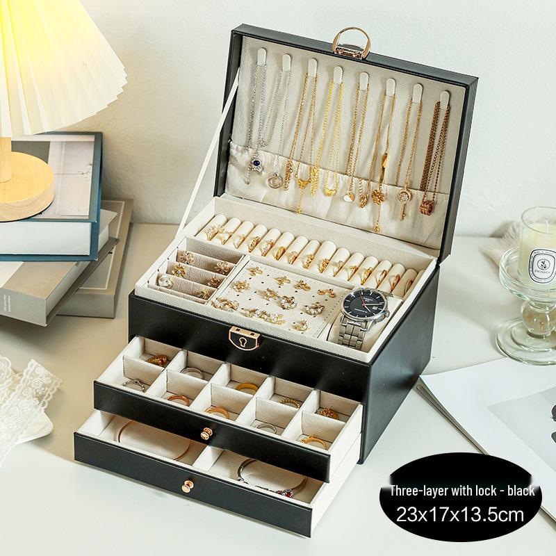 Locked Multi-Layer Jewelry Organizer: Anti-Oxidation Storage for Earrings, Necklaces, and Rings