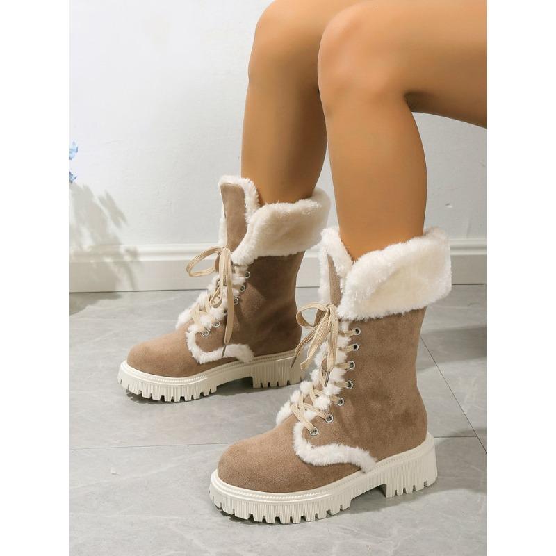Evropa a Spojené státy Zimní nové sametové zateplené sněhule na silné podrážce Dámské zahraniční obchod Velké velikosti Teplé froté Střední boty Bavlněné boty