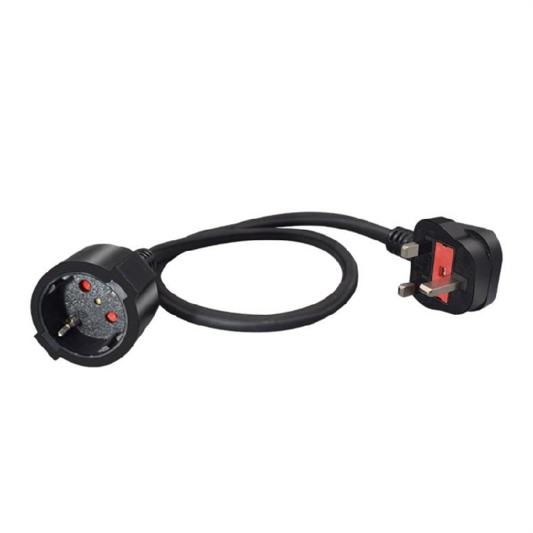 Portable Use Cable, EU 4.8mm Female Receptacle with British Three Pin Male End, Black Three Wire Cord for Mains Matching