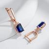 Unusual Shiny Square Blue Natural Zircon Drop Earrings For Women Luxury  Rose Gold Color Party Daily Fine Jewelry Gift