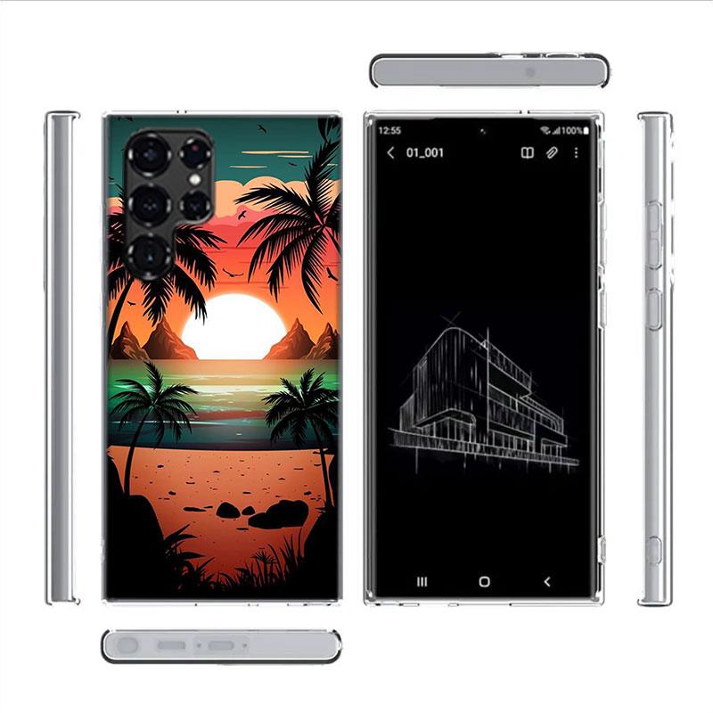 Beautiful Seaside Coconut Trees Capa Phone Case For Samsung S26 Ultra S25 Edge Galaxy S23 S21 S20 S24 FE S22 S10 Plus Cover Clea