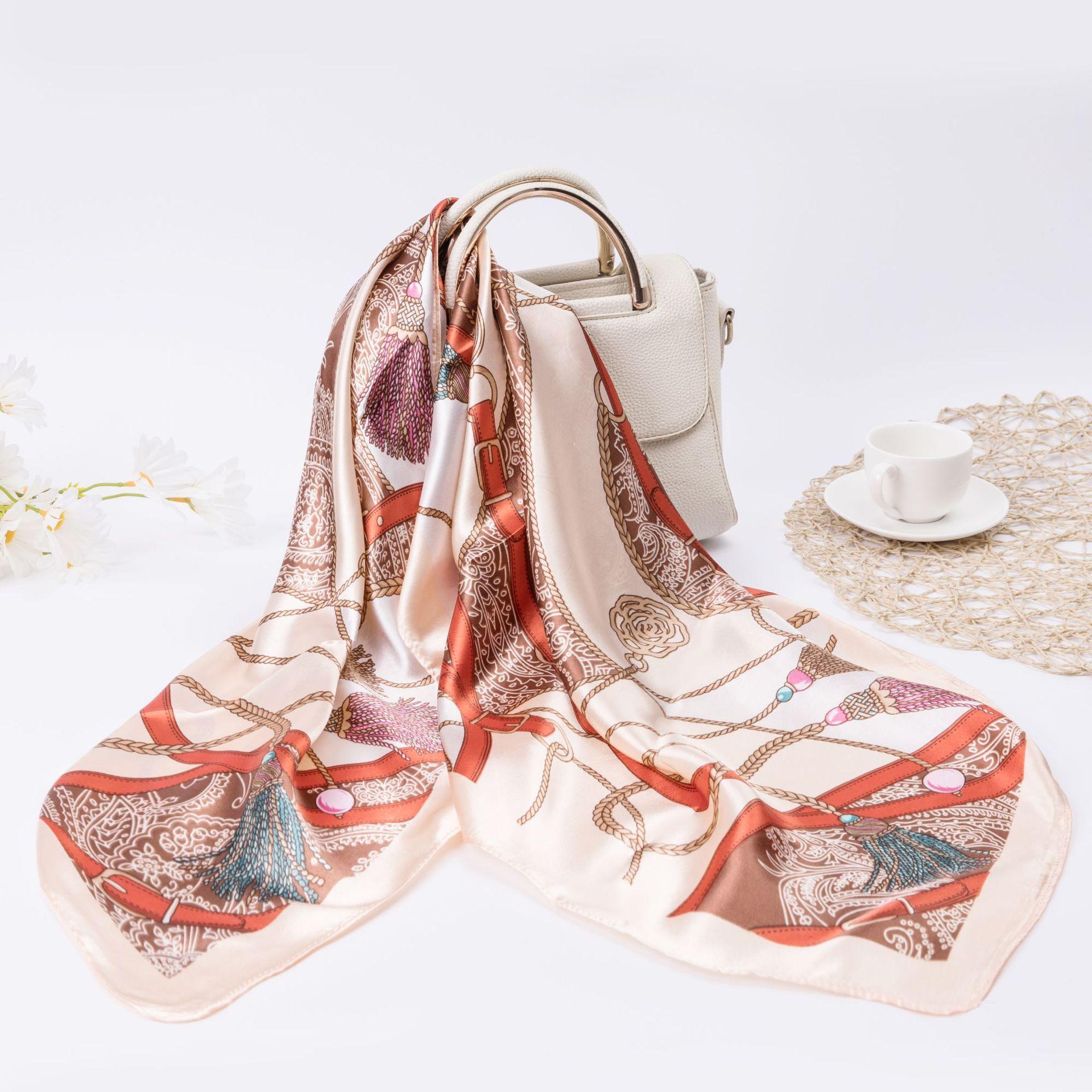 

Большой квадратный шарф из искусственного шелка 90 см. Шелковый шарф женский. Новинка 2024 года. Весенние и осенние модели зарубежной модной рубашки. Большой квадратный шарф. Материнский шарф. 90x90cm