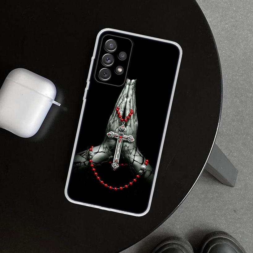 Christian Cross Design Phone Case Cover for Samsung Galaxy A12 A22 A32 A52 A72 A02S A51 A50S A31 A20S A10S Note 20 Ultra 10 Plus