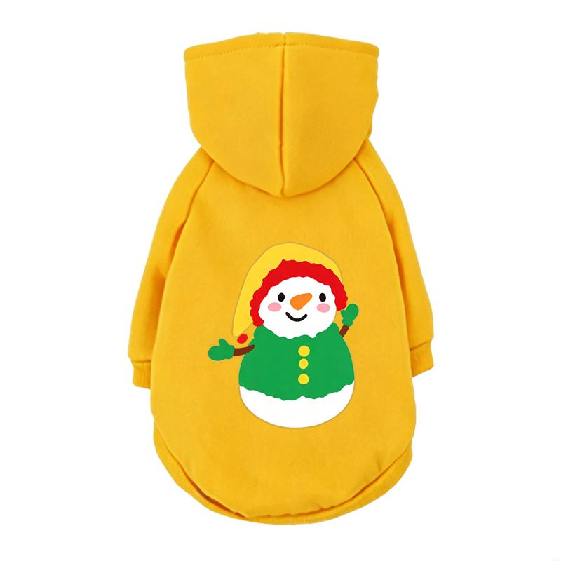 Christmas Cartoon Print Dog Hoodie Soft Warm Pet Sweatshirt X‑mas Holiday Festive Outfit Costume For Puppy French Bulldog