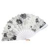 Plastic Folding Fan Chinese Style Retro Flower Plain Painting Soft Faux Silk Decorative Handheld Wedding Party Elegant Ladies Craft Cloth Fan Women