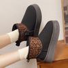 Lucyever Leopard Print Faux Suede Snow Boots Women Anti Slip Thicken Plush Winter Botas Mujer Platform Warm Ankle Boots Woman