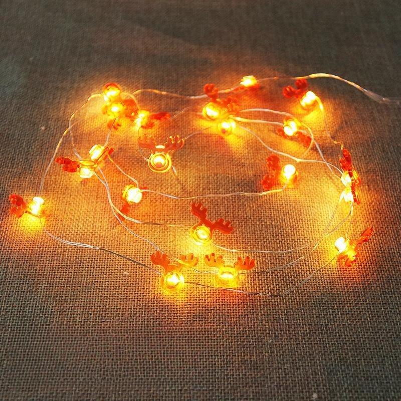 LED Weihnachtsdekoration: Lichterkette aus Kupferdraht mit Schneemann- und Hirschhut, schwarz, für Garten, Balkon, Laternen.