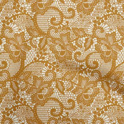 Cotton Flex Dark Mustard Fabric Lace Floral Sewing Fabric By The Yard Printed Diy Clothing Sewing Supplies 40 Inch