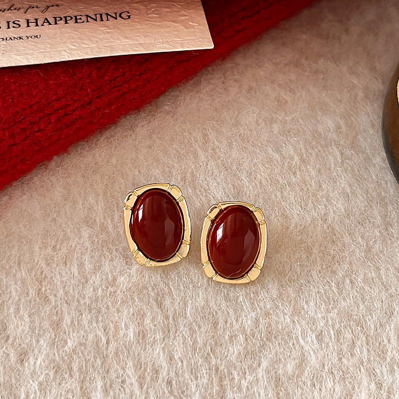 Red Encore Women's Brightening Ear Studs - 2026 Autumn/Winter Versatile Christmas Accessories