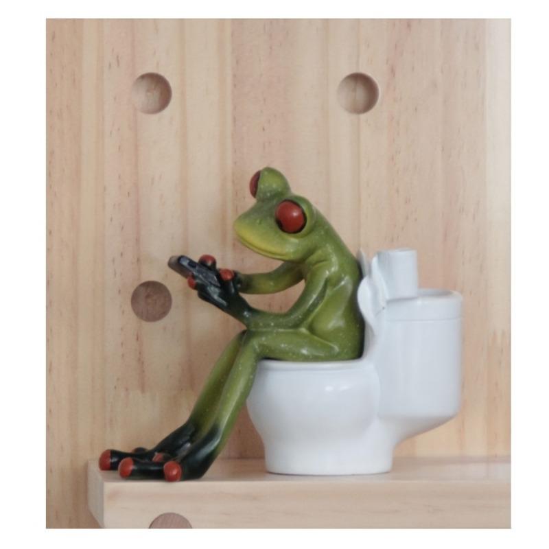 1 Stück Weihnachten Halloween Täglich Fantasy Frosch Toiletten Stifthalter Zahnstocher Wattestäbchen Harz Schreibtisch-Organizer mit Smartphone- und Wattestäbchenhalter