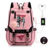 Trend Printing Student Casual Schoolbag Contrasting Color Neutral USB Backpack