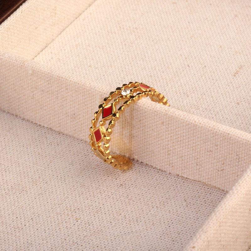 Elegant Cross Hollow Stainless Steel Enamel Women s Adjustable Ring