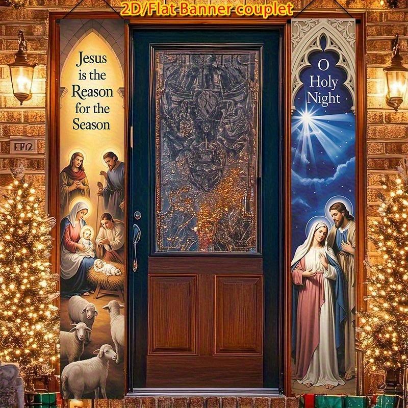 2D Flat Photo Booth Prop 2pcs, Winter Christmas Decorative Couplets, Yard, Porch, Garden Holiday Decorations, Halloween, Thanksgiving, New Year's Part