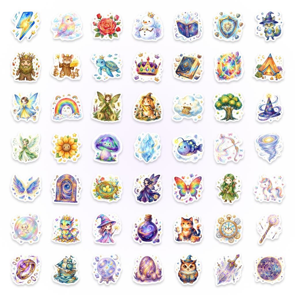 50 Magic Animal Daily Graffiti Stickers Cartoon Watercolor Waterproof Hand Account Decorative Stickers