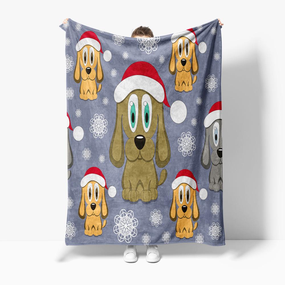 TU Cute Dog Blanket Christmas Pet Throw Fluffy Cozy Sherpa Fleece Gift Holiday Decor Kids Room Dorm