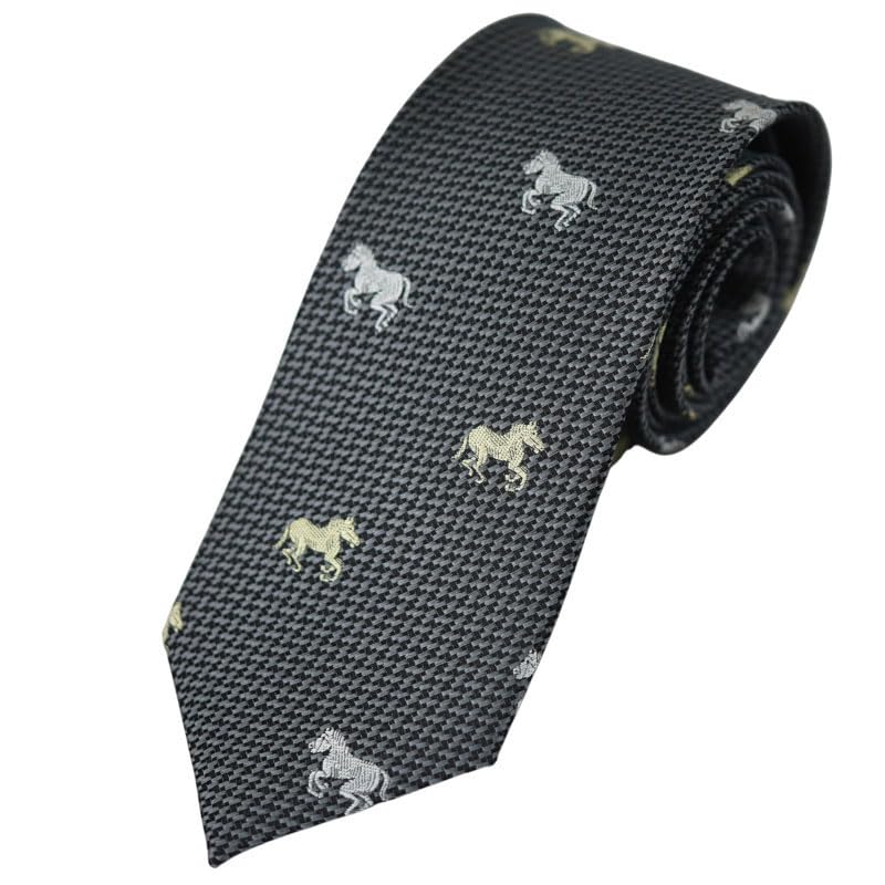 [0-STYLE.cravat] Men s Silk Necktie, Year of the Horse (2026), Nishijin Weave, Made in Japan, Stylish (Gray (Gift Box + Noshigami included))