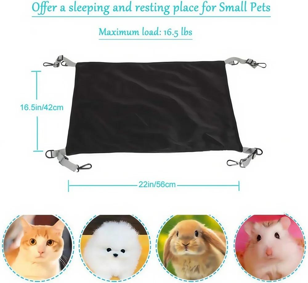 Hanging Cat Hammock, Pet Hammock For Cage, Adjustable Cat Bed Two Sides Comfortable/waterproof Resting Sleepy Pad For Cats Small