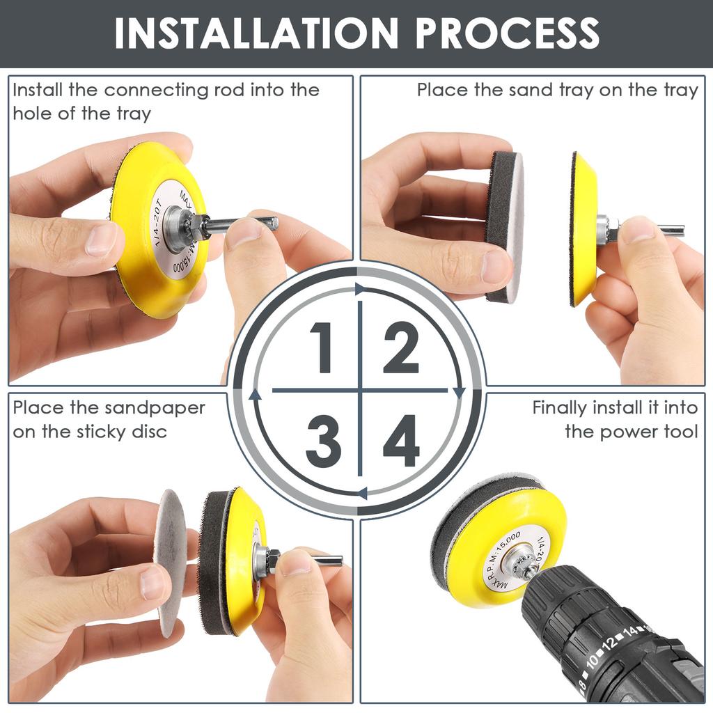 3inch Sanding Discs 75mm Hook And Loop Sanding Pads For Rotary Tool Drill Attachment With Backer Plate Shank Soft Foam Buffering