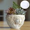 Goddess relief round succulent plant flowerpot resin silicone mould long haired rose woman flowerpot  storage box gypsum molds