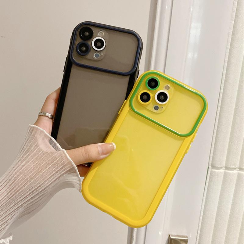 Candy Color Clear Camera Lens Protection Phone Case For Iphone 13 12 Pro Max 11 X Xr Xs Max 13 Shockproof Silicone Cover Coque
