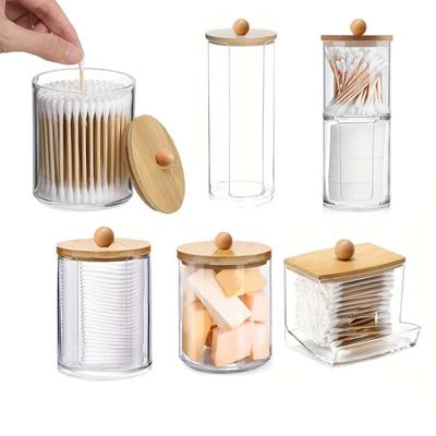 Make-up-Organizer, Kosmetik-Aufbewahrungsbox, Organizador, Wattestäbchenhalter, Wattepad-Box, durchsichtige Kunststoffbox mit staubdichtem Deckel