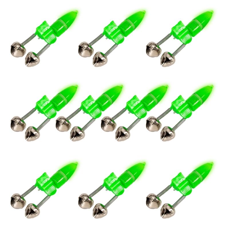 Double Alerts Spirals Fishing Bells With LED Light Fishing Rod Bells LED Night Fishing Rod Bites Alerts Alarm Enduring