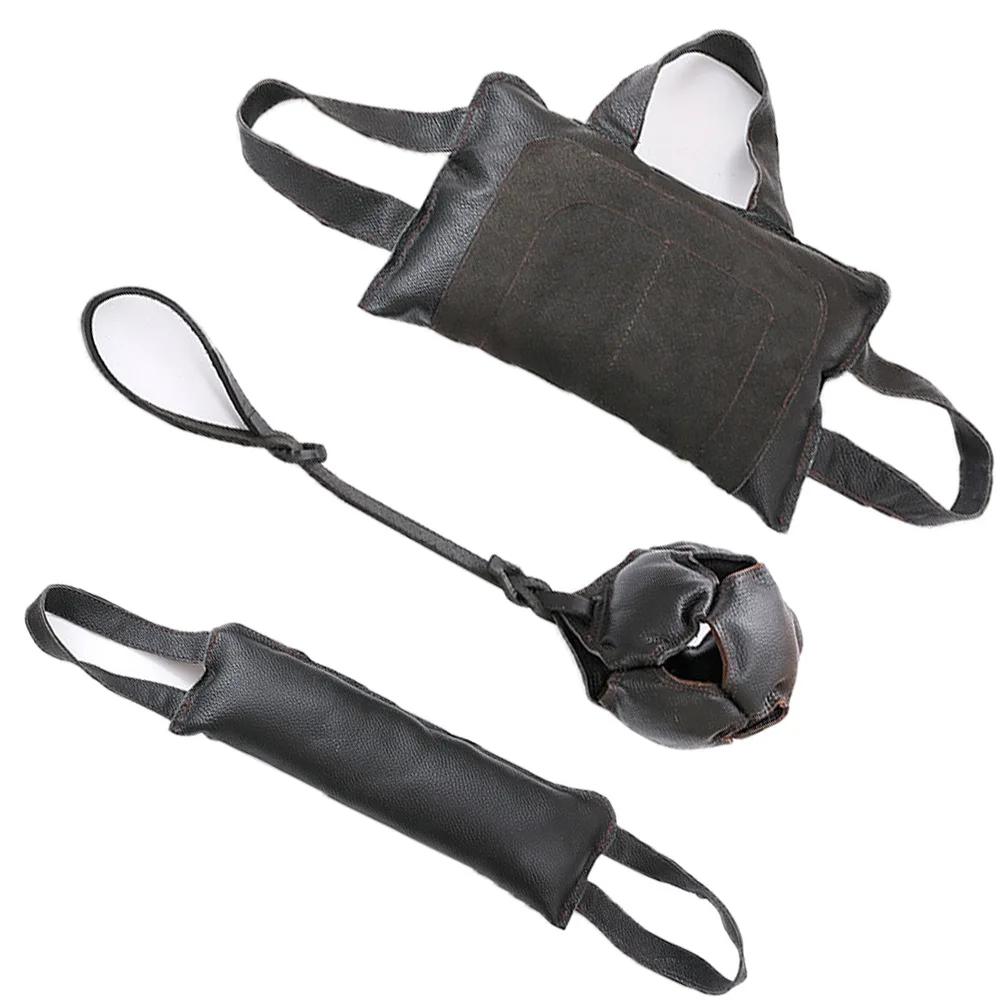 For  Training Cowhide  Stick Bite Pillow To Vent Leather  Shepherd Dog Cowhide Training Suppliestearing Ball Pet Toy чёрный
