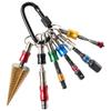 6-teiliges farbenfrohes Schlüsselanhänger-Verlängerungsstangen-Set mit Bergsteiger-Schnalle und 1/4" Sechskant-Bohrer-Aufbewahrung.
