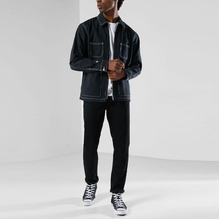 Converse Jackets Men's Black Lapel Moderate Workwear 10020896-A01