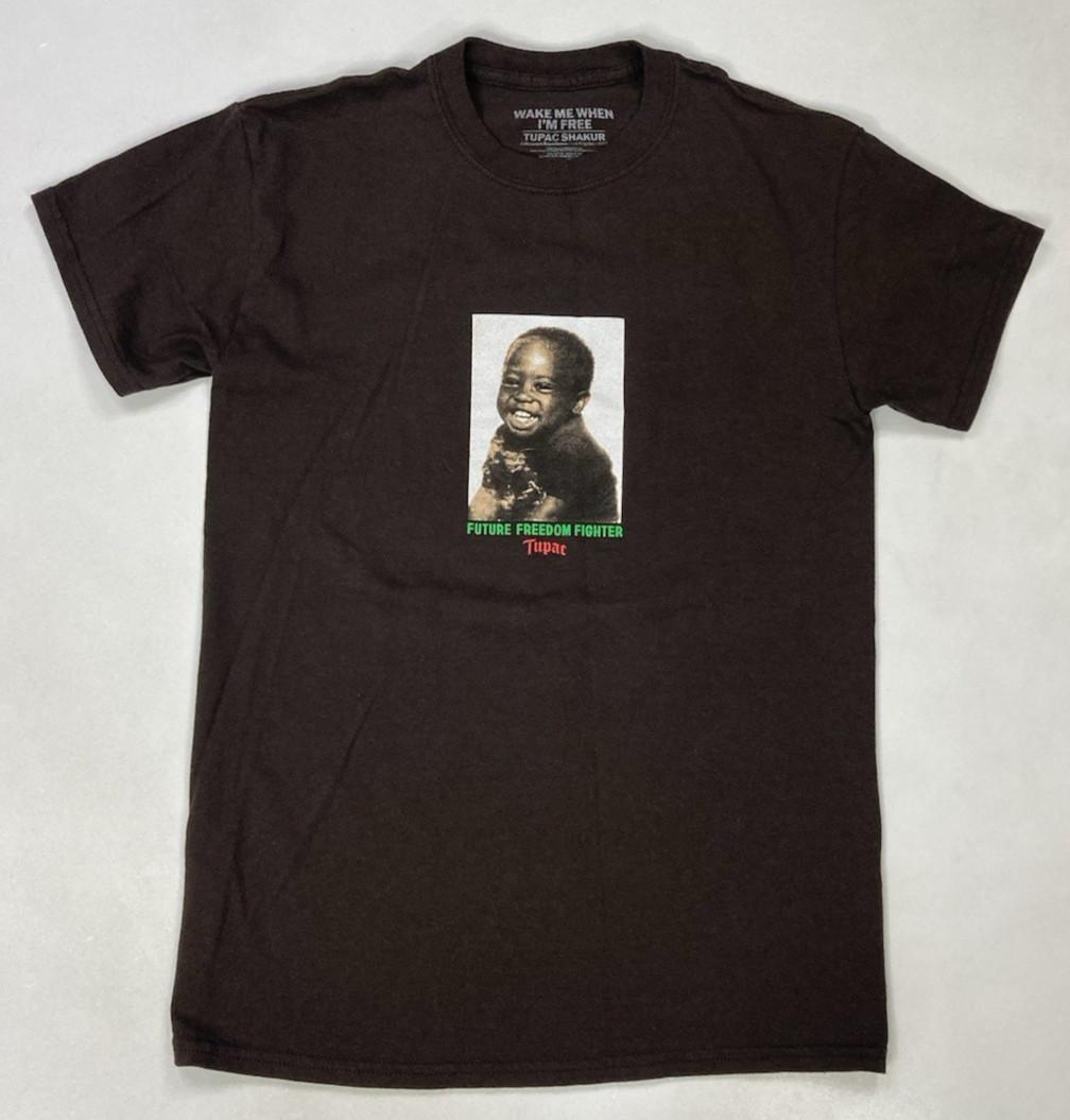 2pac Tupac Shakur Future Freedom Fighter Graphic T-shirt Men Small Brown Music XL
