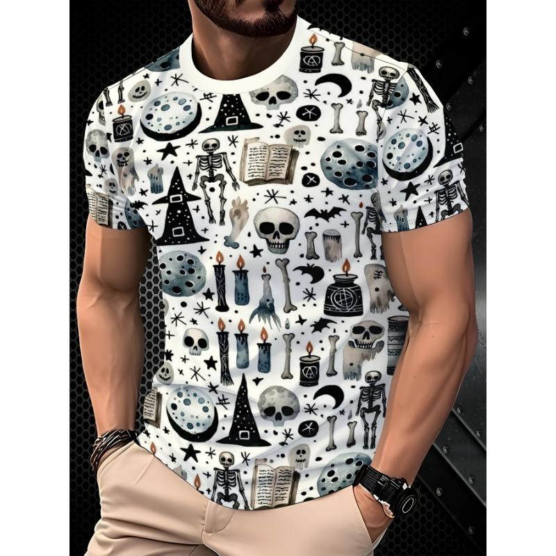Men's Casual Sporty 3D Printed Graphic T-Shirt - Vibrant Street Style Design, Breathable Crew Neck Regular Fit, Machine Washable Summer Casual Top