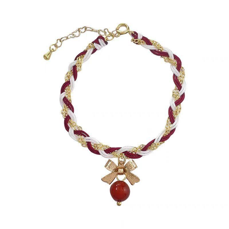 White Unique Red And Green Bow Knot Fashion Bracelet For Women Perfect For Gifts Travel